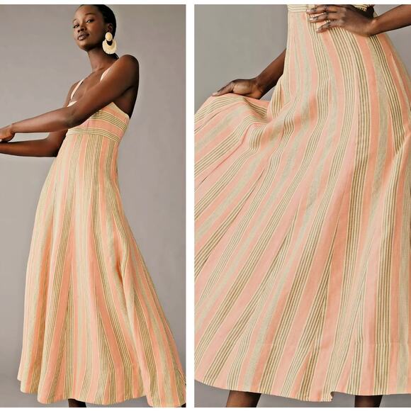 ANTHROPOLOGIE x MAEVE Linen Square-Neck Tie-Back Maxi Dress Sz 8 NWT {HH34} - Picture 3 of 3